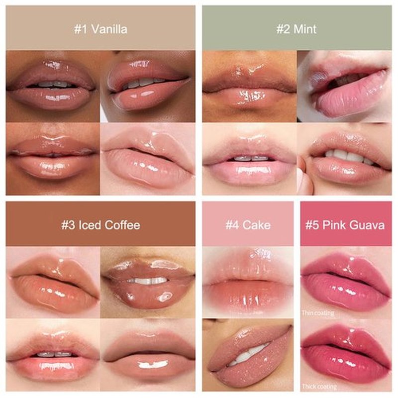 5-Color Summer Lip Balm Set With Shea Butter & Avocado Oil Natural Ingredients, Lightweight Non-Sticky Instant Hydration Lip Gloss Set, Natural Scent Lip Care Gift Set For Women