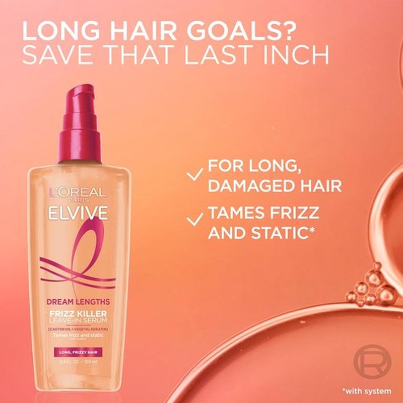 L'Oreal Paris Elvive Dream Lengths Leave-In Serum - Frizz Control & Nourishment | 3.4 Ounce