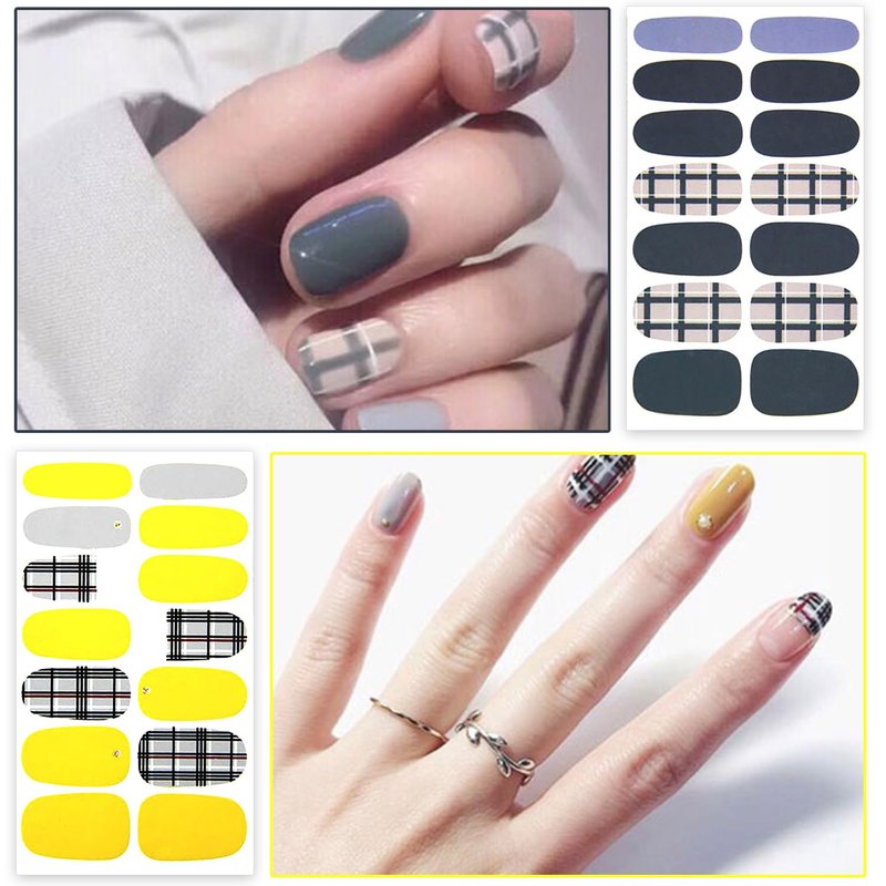 WOKOTO 30 Sheets Full Nail Stickers Mix Design Nail Polish Strips Glitter Nail Art Stickers For Women Nails With Nail File Self Adhesive Gel Nail Strips Nail Design Stickers Nail Color Strips Wraps