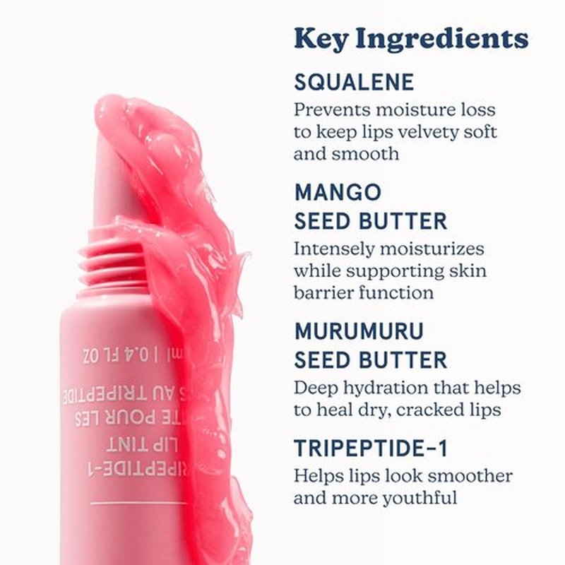 Blume Tri-Peptide Tinted Lip Balm - Hydrating Bubblegum Pink Moisturizer with Shea Butter & Squalane | 0.4 Fl Oz