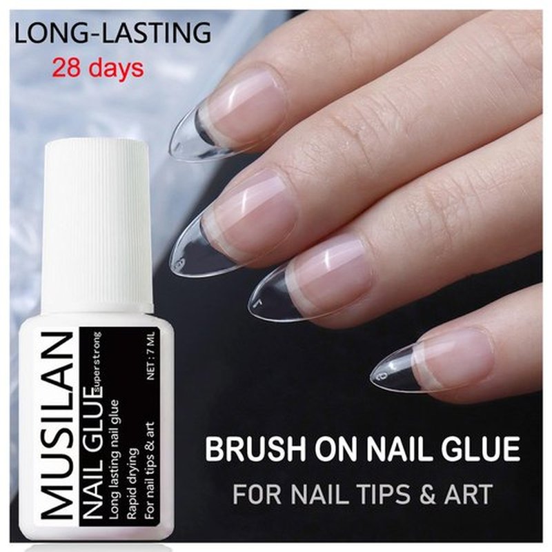 Nail Glue for Press On Nails, Nail Tips and Acrylic Nails (28ml) Super Strong Long Lasting Nail Bond Adhesive Gel Nail Glue Brush On Nail Glue for Acrylics Glue On Nails Fake Nails with Brush