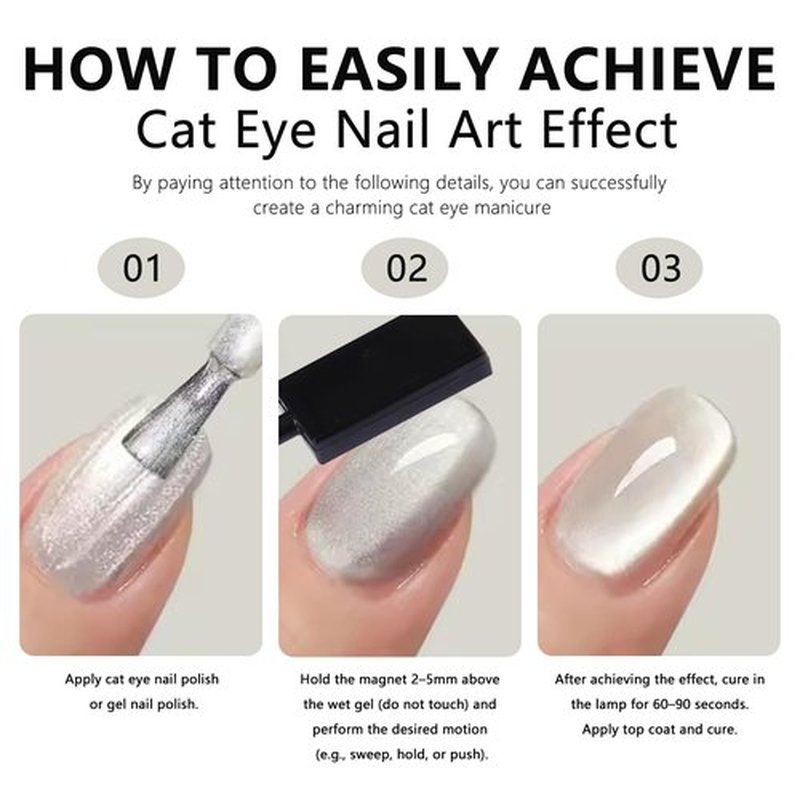 MOLILON 61Pcs Cat Eye Nail Magnet Tool Set, Cat Eye Heart Magnet for Nails, Cat Eye Gel Nail Polish Magnets, Strong Magnetic Tools Heart Cat Eye Magnet Tool for Nails DIY Manicure Designs