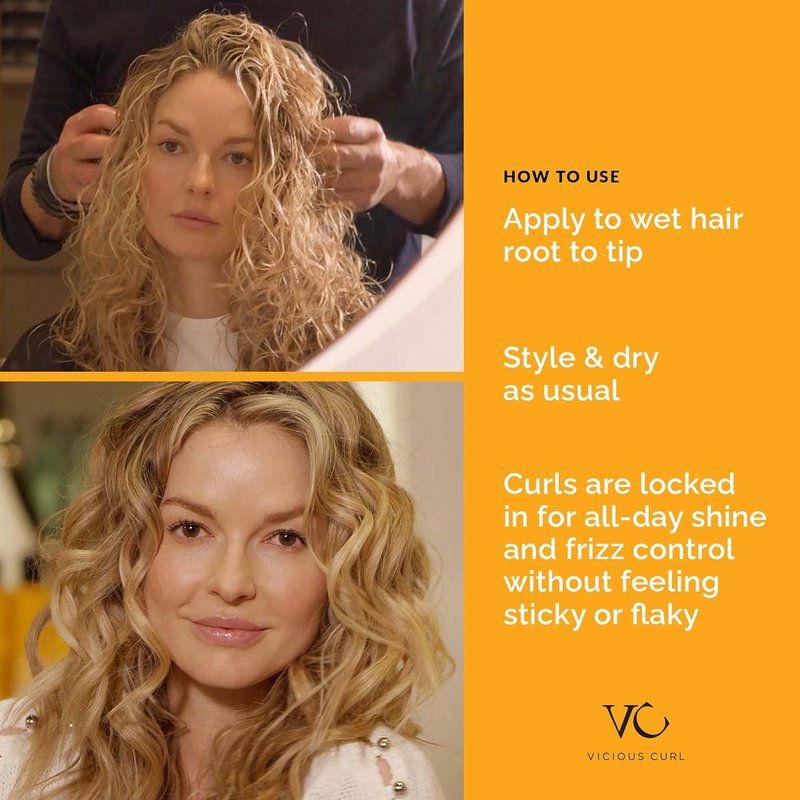 VICIOUS CURL Lock Gel - No-Crunch Curl Defining Gel for Wavy & Curly Hair | Medium-Strong Hold, 6 Fl Oz