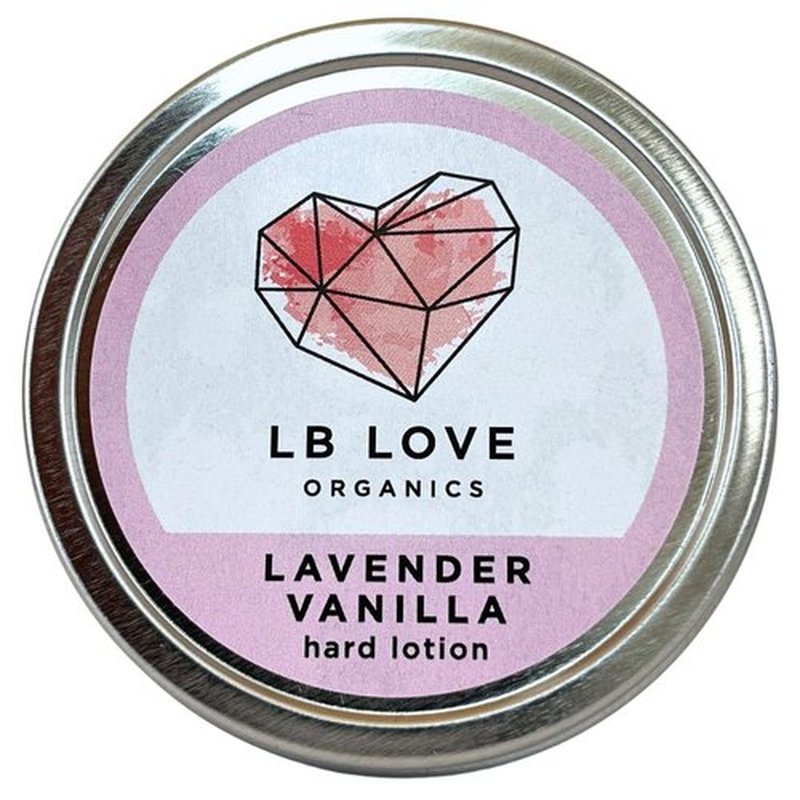 LB Love Organics Hard Lotion Bar | Lavender Vanilla Scent | Organic Beeswax Solid Hand Lotion for Dry Hands and Feet | Handmade Valentine | Travel Friendly