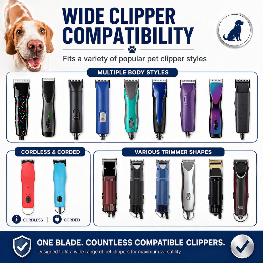 DODAER 4 Skip Tooth Detachable Pet Dog Grooming Steel Blades,Compatible with Andis,Oster A5,Wahl KM10 Series Clippers,Cut Length 3/8-Inch (9.5mm)，1 Pack