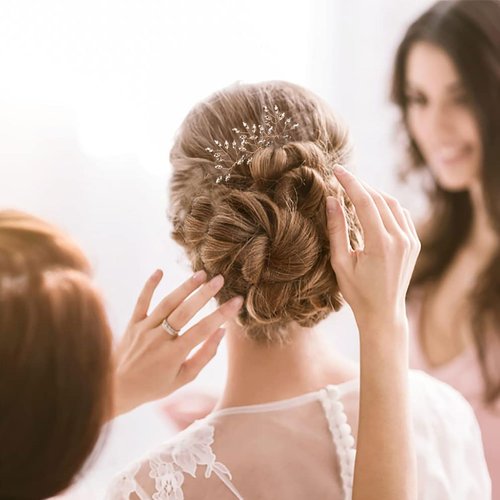 9 Pieces Bridal Hair Pins Rhinestone HairPiece for Women Crystal Silver Hair Accessories for Bride Bridesmaids