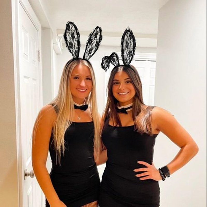 Huachi Bunny Ears Headband Black Lace Bunny Costume Sexy Bunny Ear for Women Party Cosplay Halloween Hair Accessories