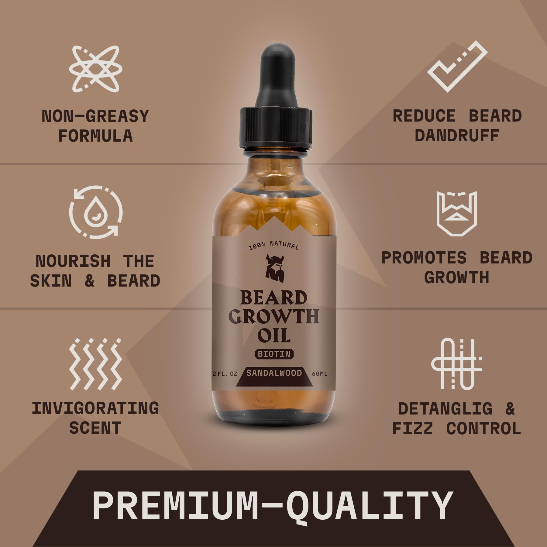 Striking Viking Beard Growth Oil with Applicator - 2 Fl Oz, Sandalwood