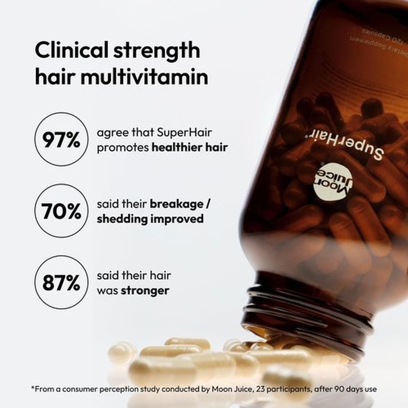 Moon Juice SuperHair Hair Growth Vitamins - Biotin & Saw Palmetto Formula for Thicker Hair | 120 Capsules