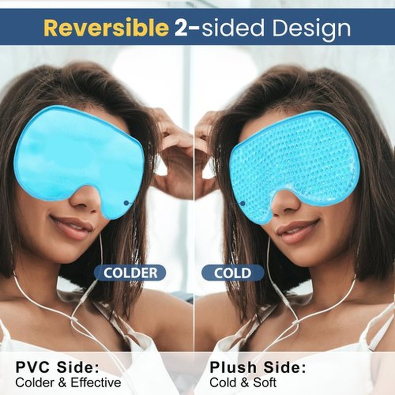 BeeVines XL Gel Eye Mask, 2 Pack Cooling Ice Masks for Puffy Eyes for Men & Women, Cold & Warm Compress for Post Surgery, Puffiness, Allergies, Sinuses & Migraines Treatment