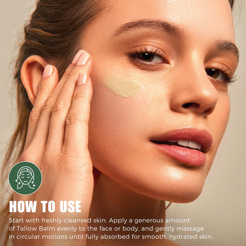Beef Tallow and Honey Balm for Skin & Face, Grass-Fed Beef Tallow Balm Deeply Nourishing Face Moisturizer, Repairs Skin Barrier for Dry Care, Helps Smooth Appearance Fine Lines & Anti-Aging - 70g