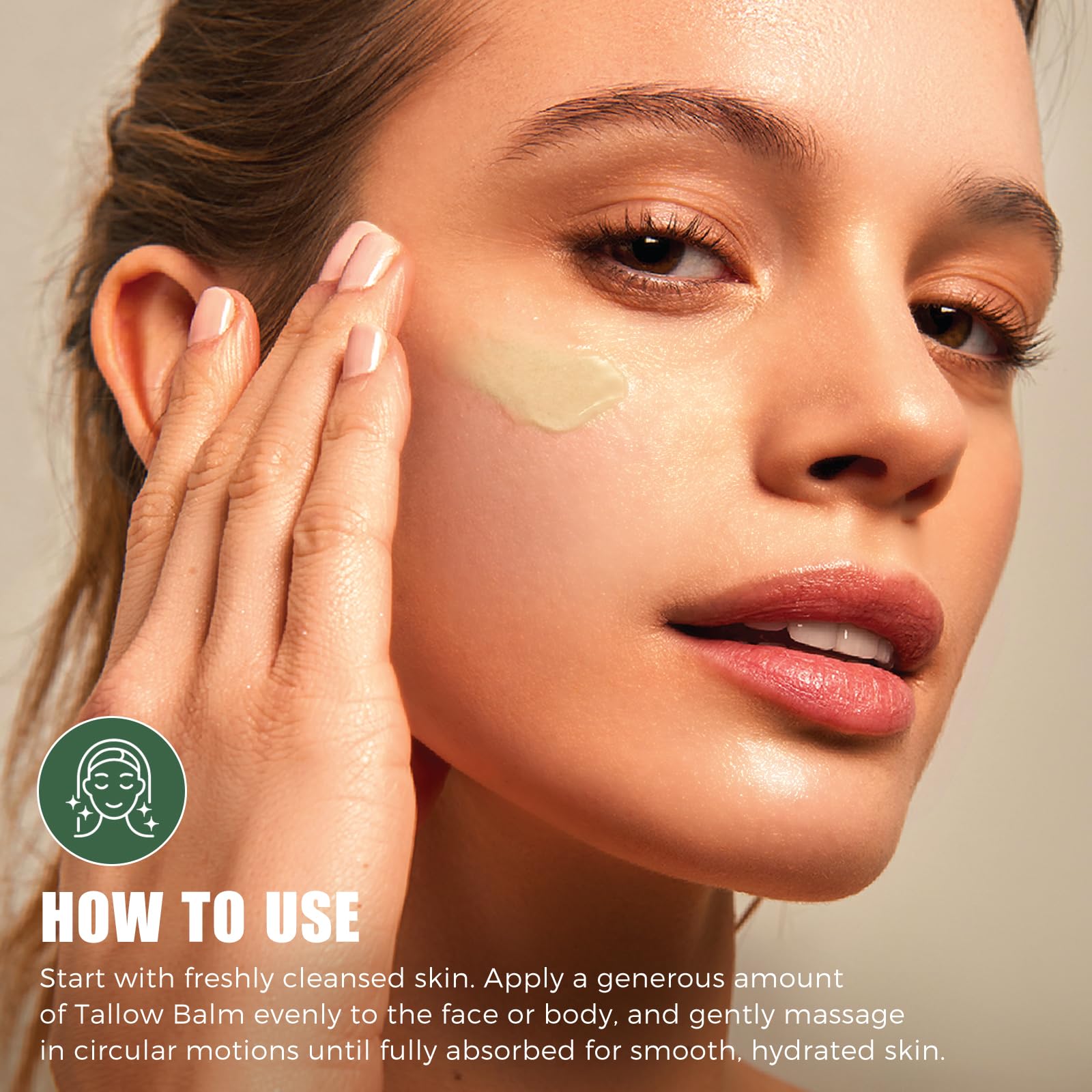 Beef Tallow and Honey Balm for Skin & Face, Grass-Fed Beef Tallow Balm Deeply Nourishing Face Moisturizer, Repairs Skin Barrier for Dry Care, Helps Smooth Appearance Fine Lines & Anti-Aging - 70g