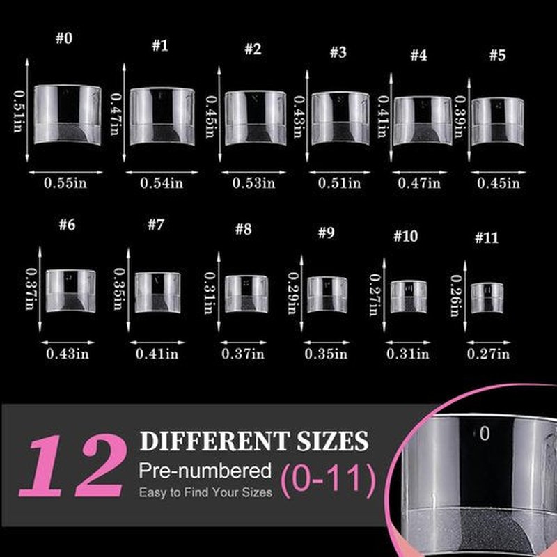 AddFavor Toe Nail Tips, 600pcs Soft Gel Toenail Tips Short Square Fake Toe Nails, Clear False Toe Tips 12 Sizes Acrylic Nail Tips for Toe Nails Extension