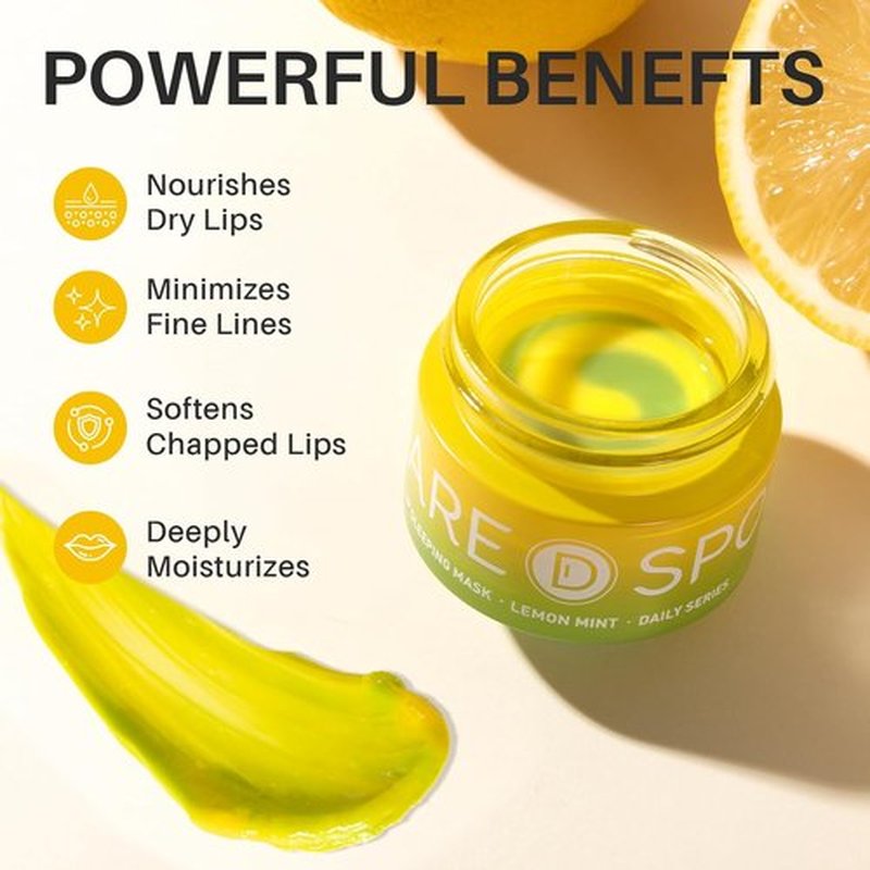 SPODARE 3-in-1 Dual-Color Lip Mask Set - Hydrating Blueberry, Grape & Lemon | Repair Dry Cracked Lips, 1.26 Fl Oz