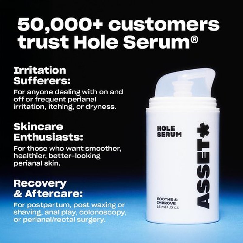 Asset Hole Serum – Soothing Daily Serum for Perianal Skin Health & Radiance – 15ml (.5oz) | Hydrates, Strengthens, Improves Skin Texture | Gentle, pH Balanced, Non-Greasy Formula
