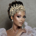 Mpoikba Bridal Hair Accessories, Wedding Hair Pieces for Brides, Rhinestone Bride Headband(Champagne)