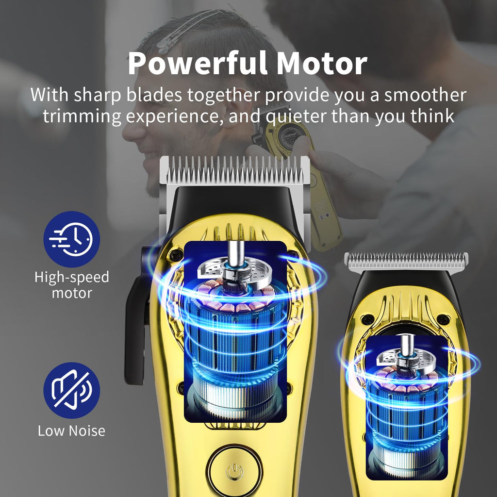 HIENA PRO Professional Hair Clippers Set for Men, Rechargeable Cordless Hair Cutting Clippers, Clipper Set and Trimmer Kit for Hair Cutting, Haircut Clippers, Gifts for Men