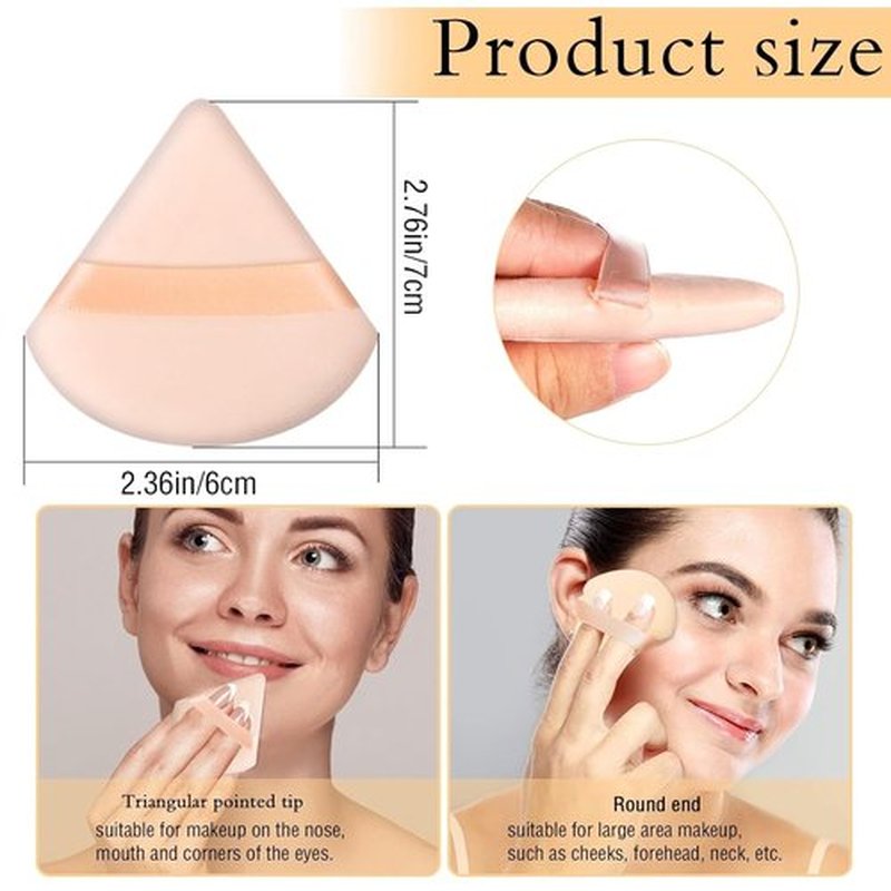 Skiennix Triangle Powder Puff - Soft Makeup Sponge Set for Face Powder | 6 Pieces in Flesh Color