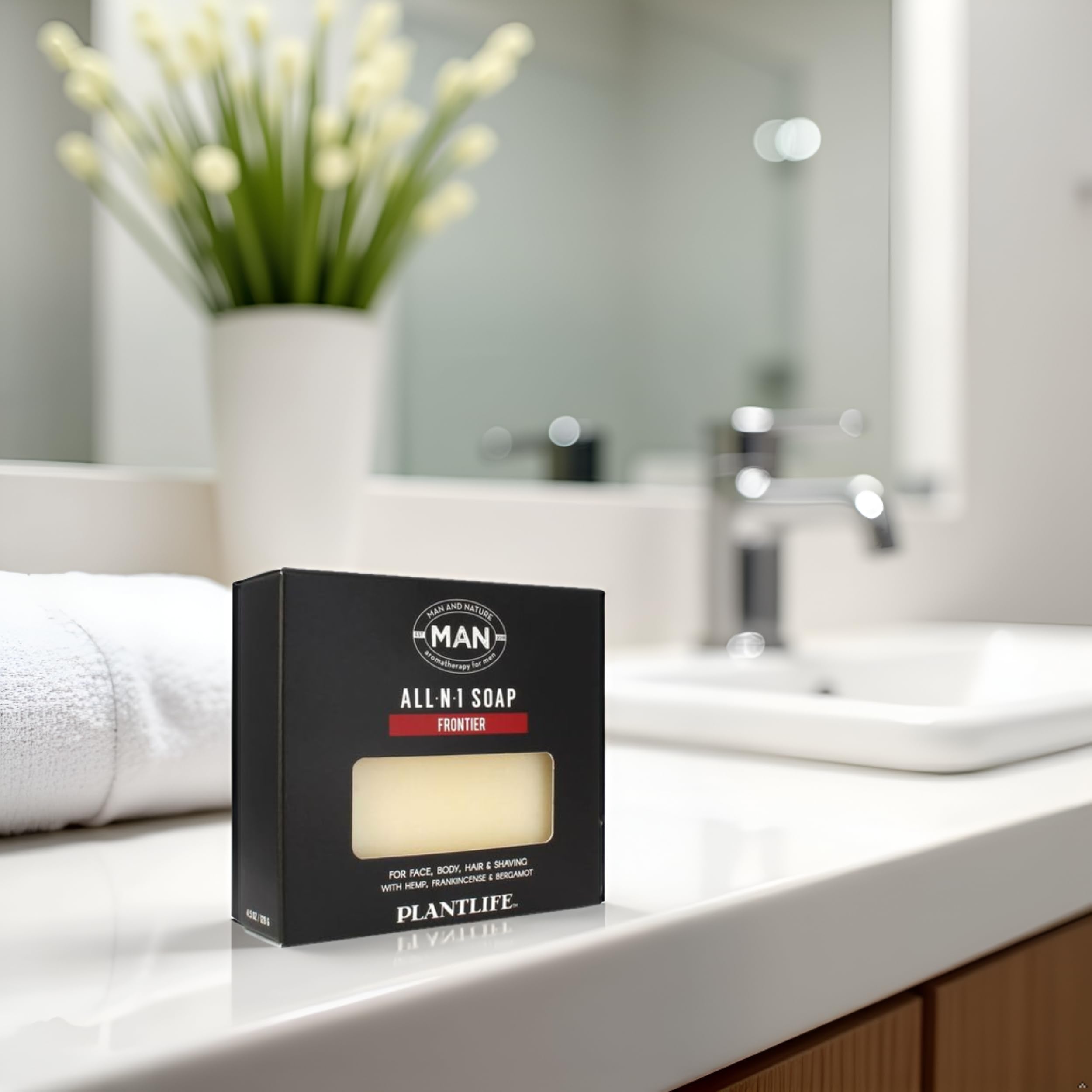 Plantlife Man and Nature All-N-1 Pack of 3 Bar Soap - Moisturizing and Soothing Soap for Your Skin - Hand Crafted Using Plant-Based Ingredients - Made in California 4.5oz Bar