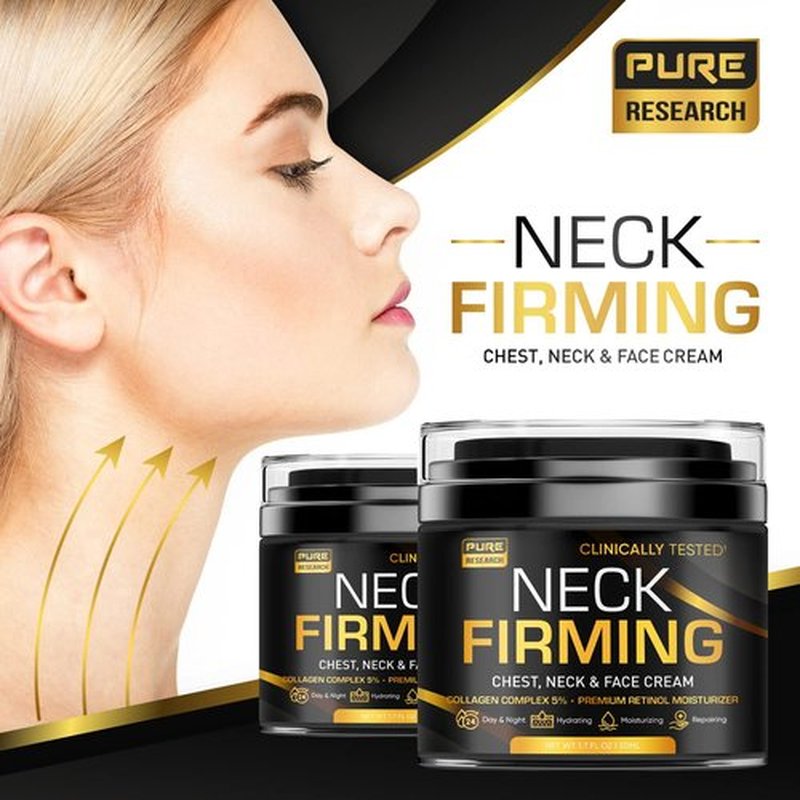 PURE RESEARCH Neck Firming Cream - Anti-Wrinkle Moisturizer for Face, Neck & Décolleté - Lifting & Hydrating