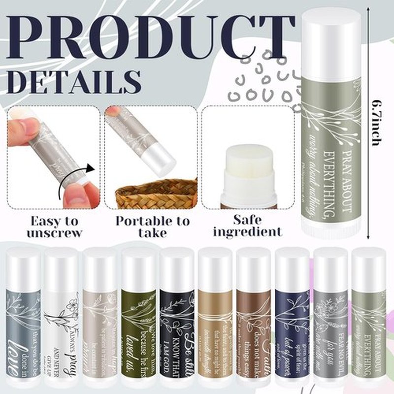 Skiennix 50 Pcs Christian Lip Balm Set - Perfect Religious Gifts for Easter & Mother's Day | Moisturizing Party Favors