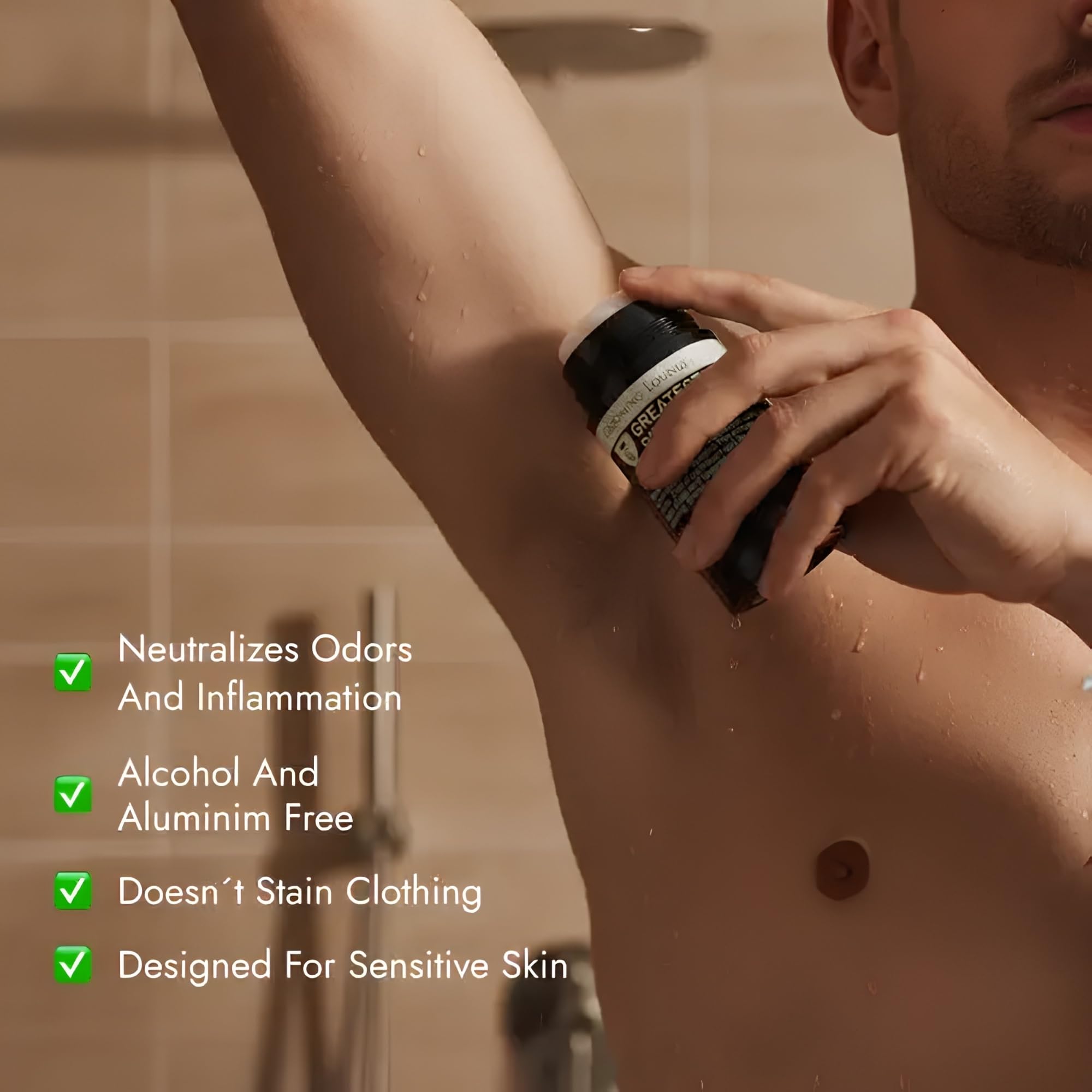 Grooming Lounge Greatest Pits Deodorant, Natural, Aluminum Free Deodorant for Men and Women, Paraben-Free, Sulfate-Free, Fresh and Clean, 2.54 oz