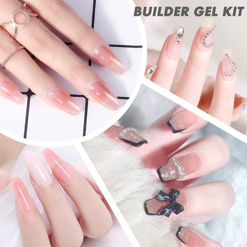 AIJIMEI LED/UV Hard Gels for Nails Extension Polish Kit Hard Gel for Nails Art Buildering for Nails Builder Glue in a Bottle Nail Builders Gel (Multicolor)