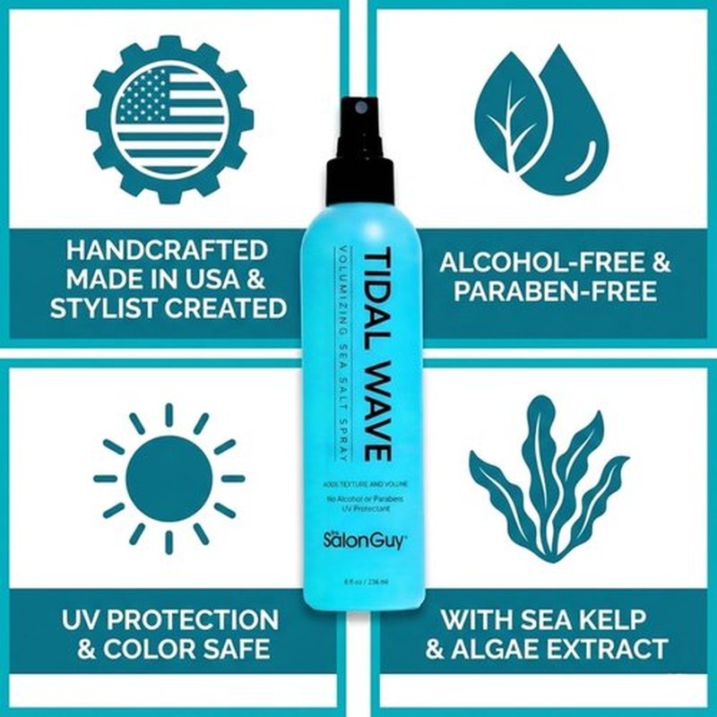 THESALONGUY Tidal Wave Sea Salt Hair Spray - Professional Volume & Texture for Beach Waves | Alcohol-Free, 8 oz