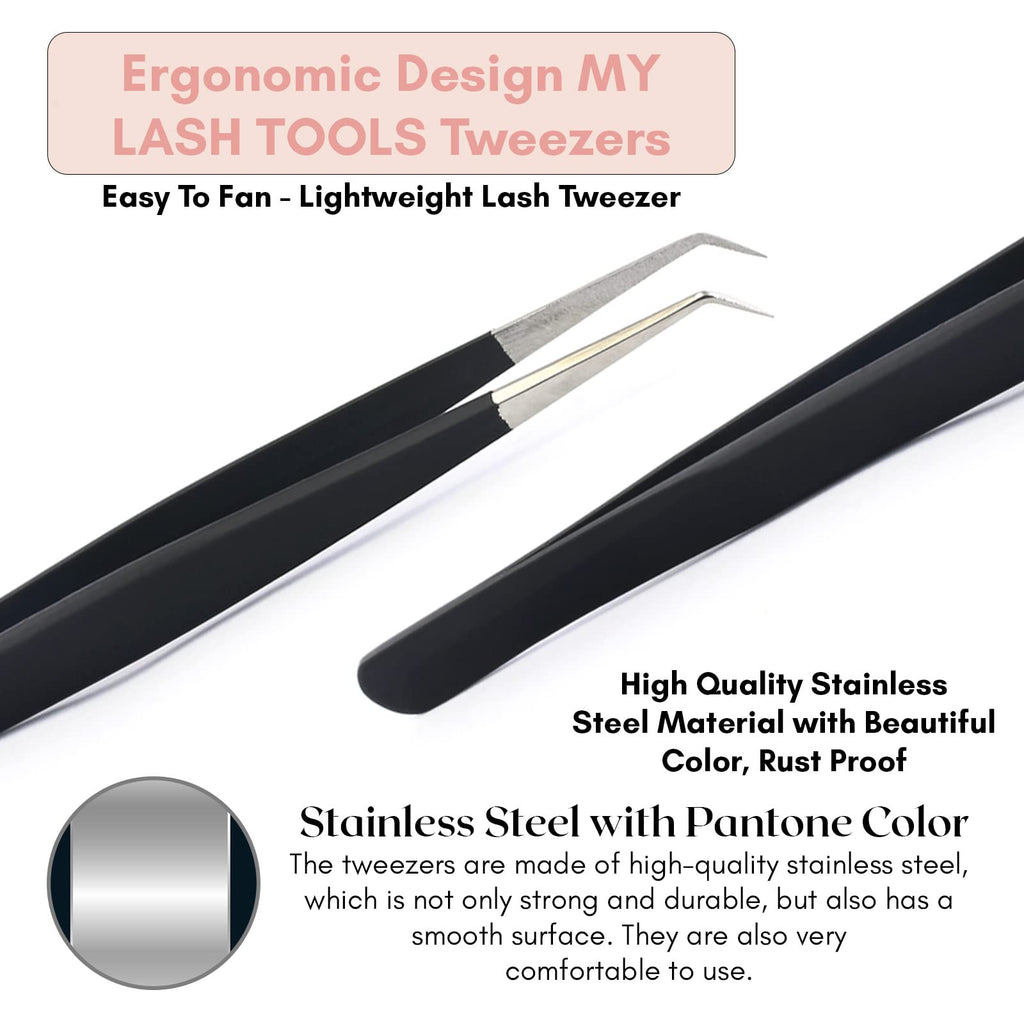 Isolation Lash Tweezers for Eyelash Extension Tweezer for Isolation Lash Extensions 14cm, Best for Individual Isolation & Classic Lashes Japanese Stainless Steel Matte Black)