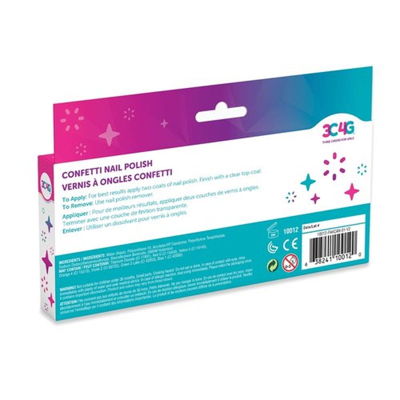 Confetti Nail Polish Set for Girls & Teens - 5 Fun, Non-Toxic Colors with Sparkling Confetti, Safe Nail Polish Kit for Kids Ages 8+ Perfect for Birthdays, Parties & DIY Manicures by 3C4G Make It Real