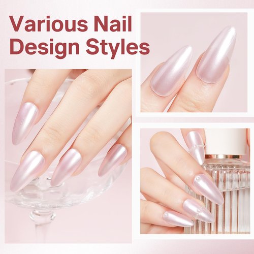 MIZHSE Pearlescent Pink Nail Polish, Quick Dry Pearl Nail Polish, Air Fast Drying 15ml Nail Lacquer Non Gel Oil-based Nail Art Manicure Home DIY