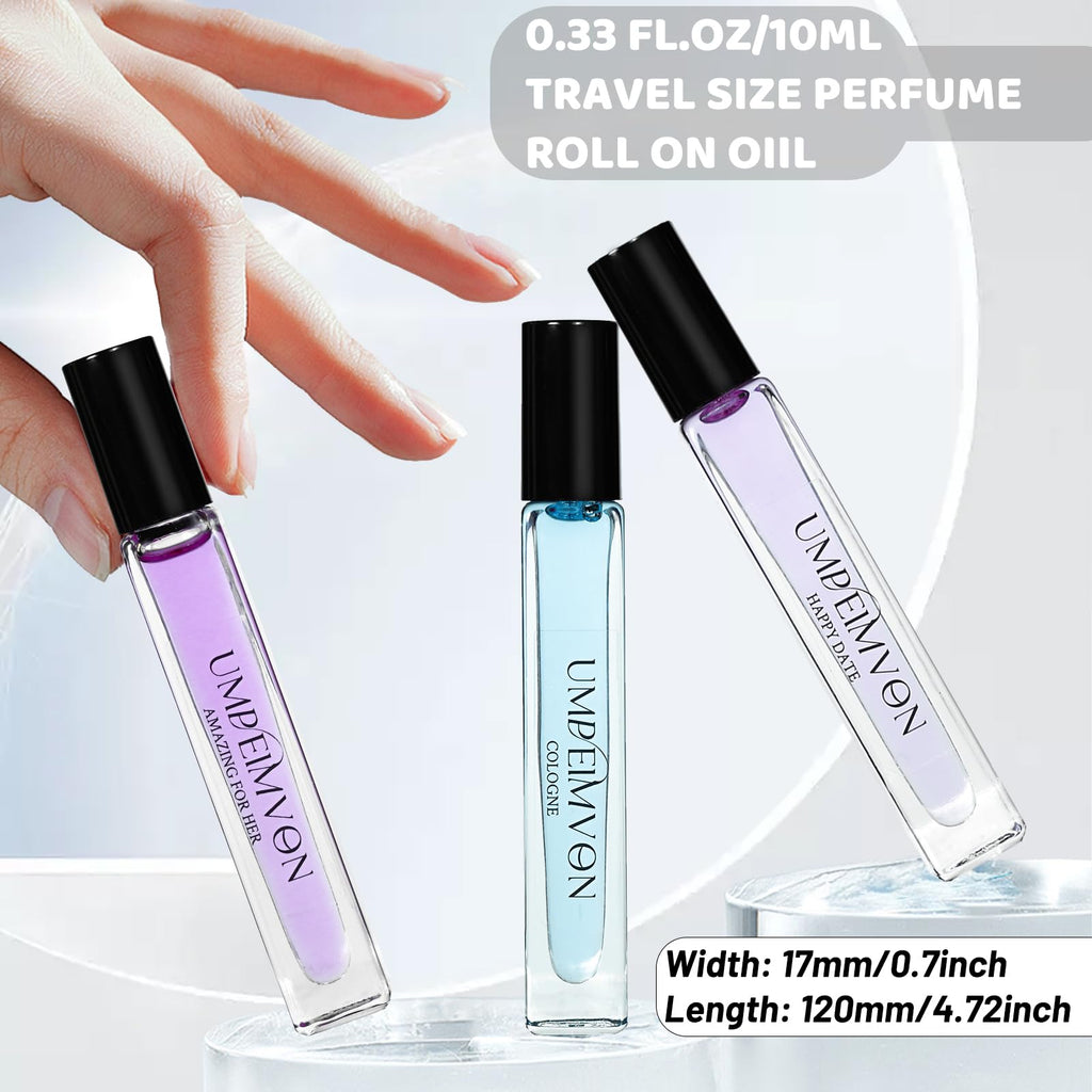 Umpeimvon 3 Pack Pheromone Perfume Oils for Women, Long Lasting Roll On Perfume Oil, Sweet, Woody, Cologne Travel Size 0.33 Fl. Oz