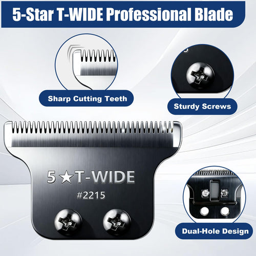 2215 Adjustable Replacement T Wide Blades Compatible with Wahl 5 Star Serise Detailer Li Trimmer 8081 and 8171 Models