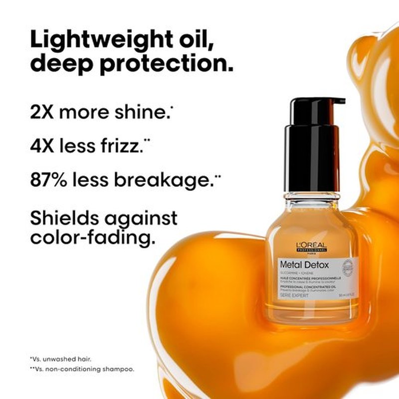 L'Oreal Professionnel Metal Detox Leave-In Oil - Detoxify & Protect Hair Color | Adds Shine
