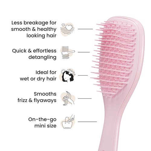 Tangle Teezer Ultimate Detangler Brush - Travel-Size Mini Hair Brush for Straight to Wavy Hair, Millennial Pink