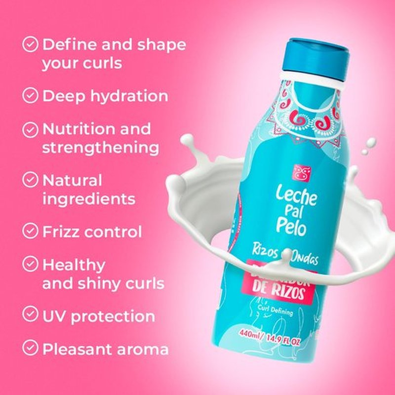 Leche Pal Pelo Curly and Wavy - Curl Definer - Styling Cream with Jojoba Oil, Aloe Vera - Hair Cream for Curly and Wavy Hair - Paraben Free - 14.9 oz