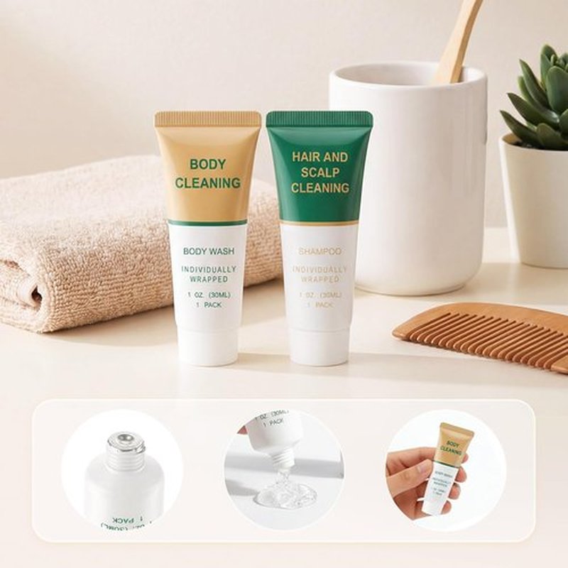 Skiennix Travel Size Shampoo & Body Wash - Mini Shower Gel Amenities for Hotels | 1 Fl Oz (Pack of 100)