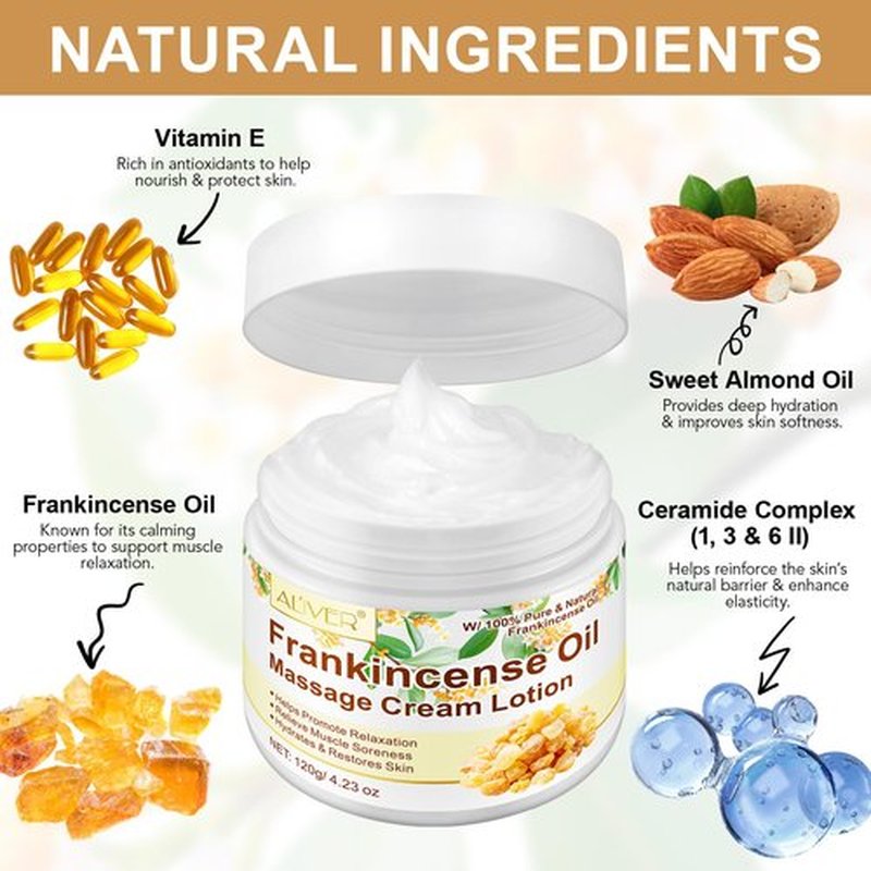 Frankincense Balm for Anti-Aging, Muscle Massage – Deep Moisturizing Cream for Dry Cracked Skin – Face Body Skincare for Men and Women – 2oz Natural Balm