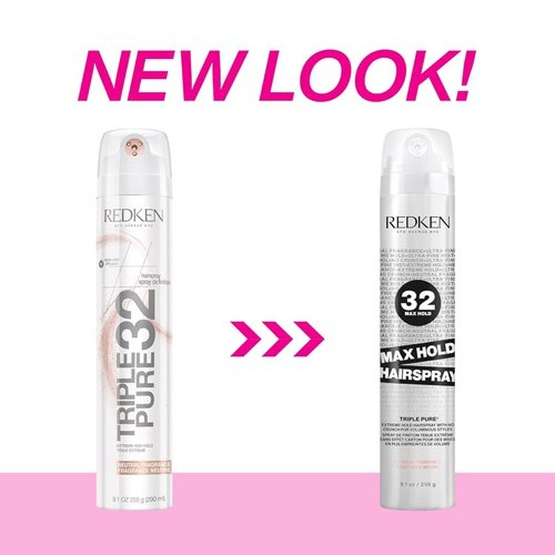 Redken Triple Pure 32 Hairspray - Extreme High Hold, Anti-Frizz Formula for All Hair Types
