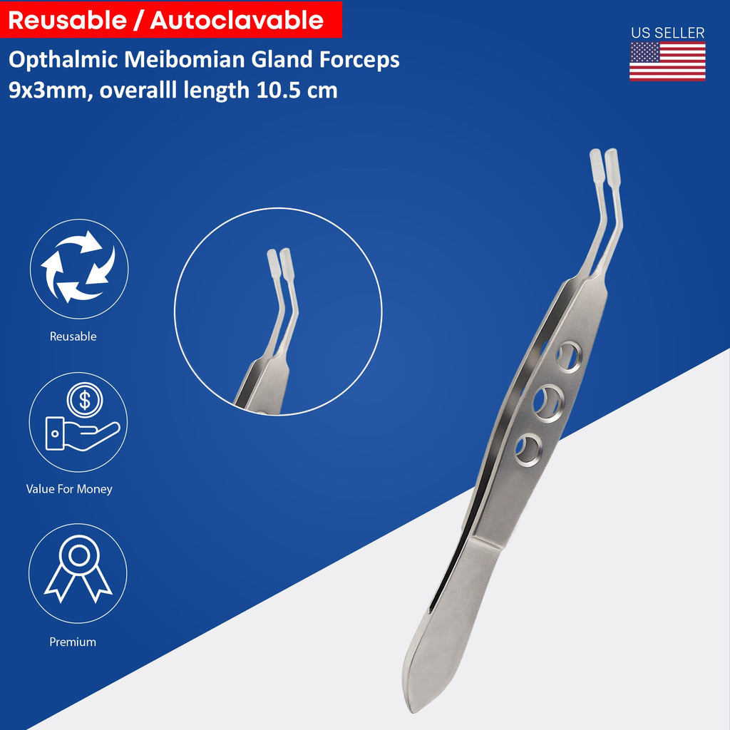 STELLMACHER Meibomian Gland Expressor Stainless Steel | Eyelid Massage Tweezers for Dry Eye Extraction | Chalazion Remover Eye Stye Treatment Cleaning Tool for Men & Women – Rectangle Tip