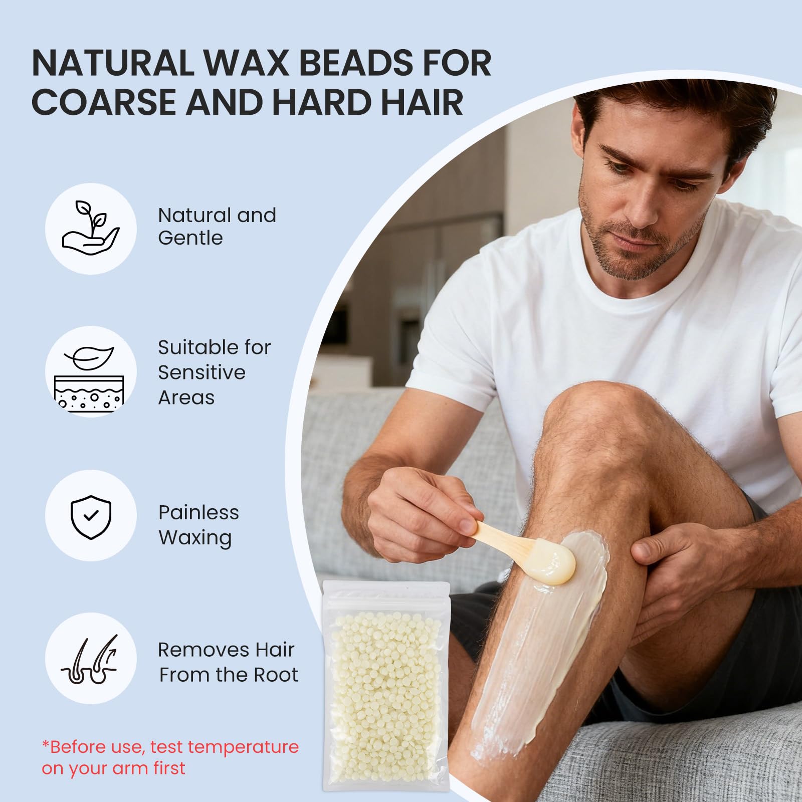 AUZEAL Waxing Kit for Women Men, 250ML Wax Kit for Hair Removal, Eyebrow, Bikini, Legs, Face, Nose, Brazilian, 2 Pack Hard Wax Beads and 30 Wax Sticks, Precise Temp Control, Sensitive Skin, Home Use