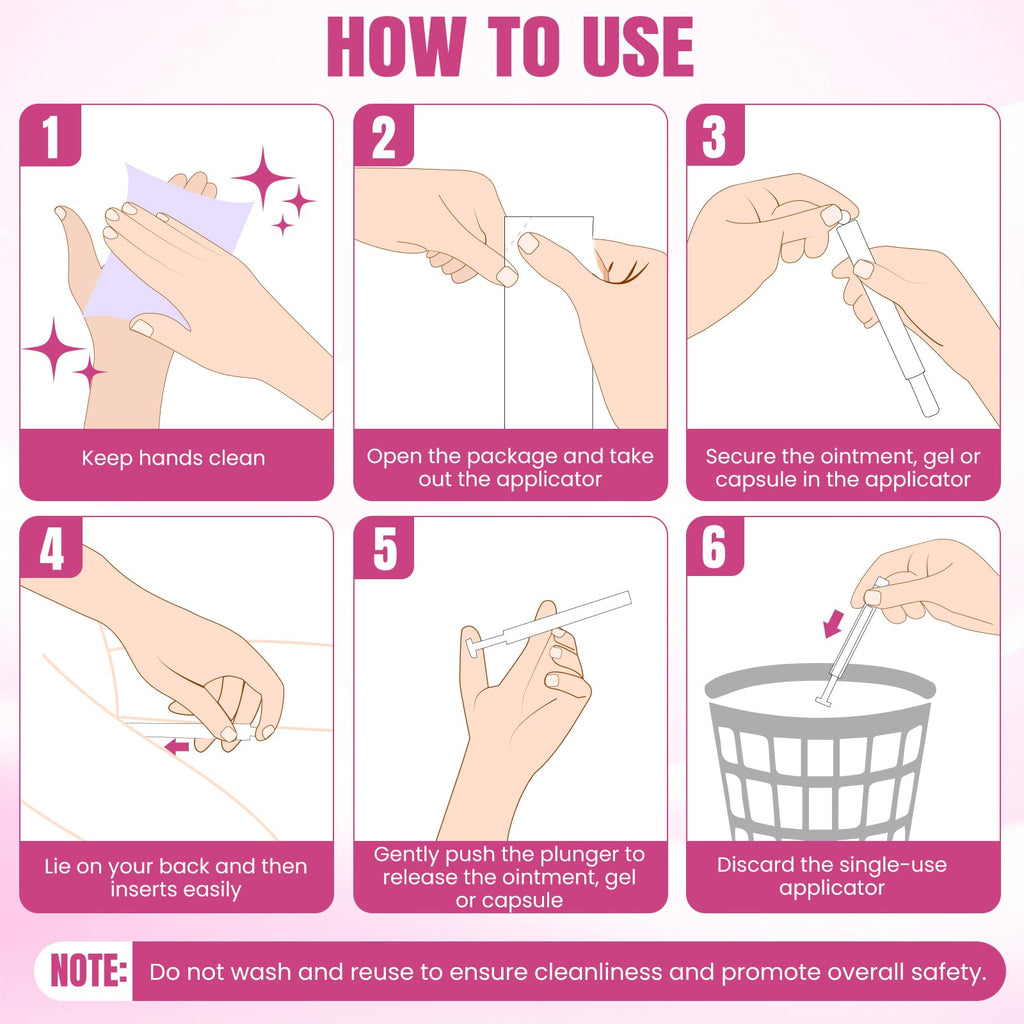 30 Pack Disposable Vaginal Suppository Applicator for Women, Fits Most Lubricants Creams Gels Pills Tablet Suppositories, Threaded End, Soft & Small Tip, with Dosage Markings, Individually Wrapped