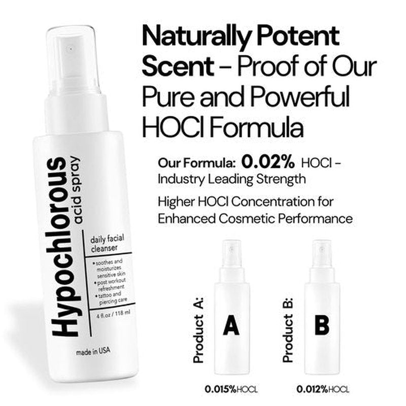 BodyJ4You Hypochlorous Acid Spray for Face Cleaner - HOCL Facial Toner Acne Sensitive Skin - HOCL Molecule Spray Topical Skin Redness Relief Breakouts - Piercing Aftercare Solution Fine Mist - 4 Fl Oz