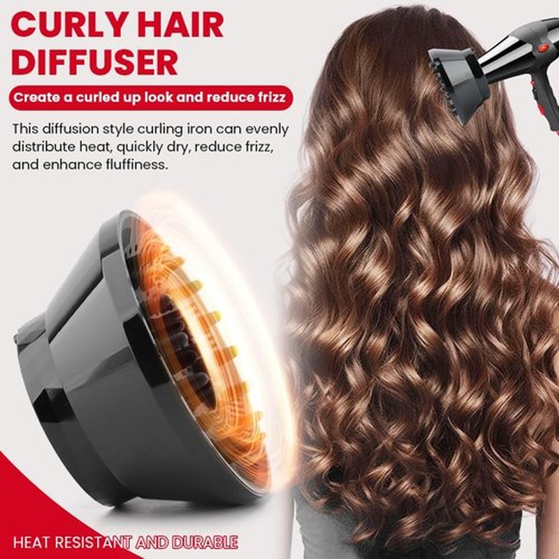 Skiennix Universal Hair Dryer Diffuser - Professional Attachment for Curly & Wavy Hair | Adjustable 1.4" to 3.2" - Black
