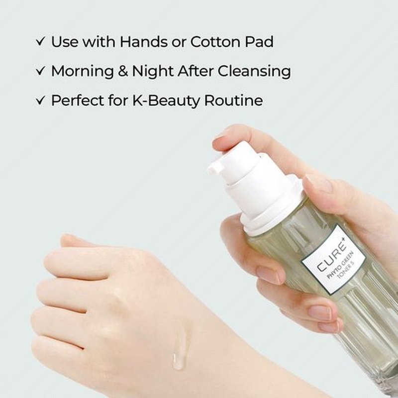 Cure Phyto Green Toner Essence with Aloe Vera & Green Tea, Soothing Korean Face Toner for Sensitive Skin, Alcohol-Free Hydrating Formula, 4.4 fl oz. Kim Jeong Moon Aloe