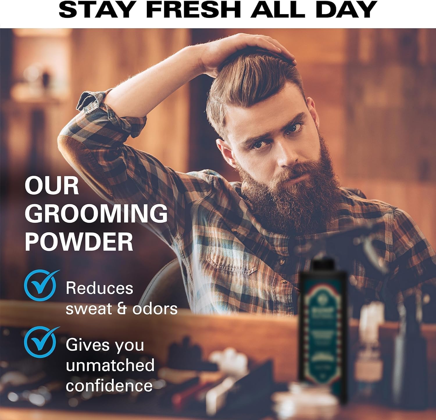 Bump Patrol Barber Pro Grooming Powder - Talc Free Hair and Body Powder for Men, Protects Against Sweat, Odor, and Chafing From Head to Toe for All Skin Types