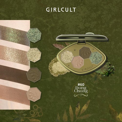GIRLCULT 4-Color Eyeshadow Palette – Pigmented Makeup Palette with Matte & Shimmer Finishes, Long-Lasting & Blendable, Built-in Mirror, Ideal for Natural Eye Looks or Smoky Eye Kit #60