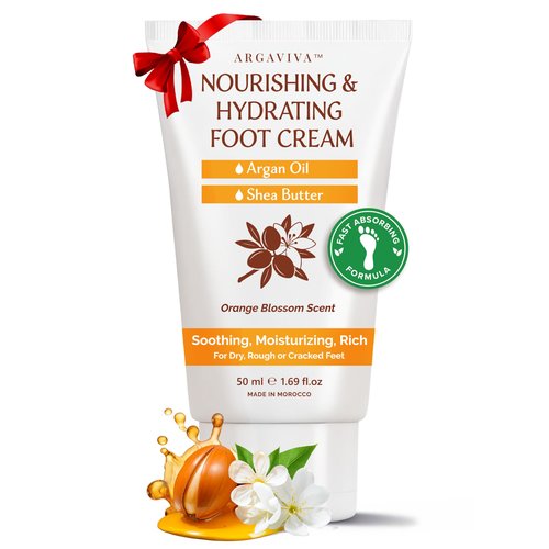 Argaviva Foot Cream for Dry Cracked Heels and Feet Moisturizer with Argan Oil, Shea Butter & Vitamin E – Hydrating Foot Lotion for Dry Cracked Feet for Women – Smooth, Fast-Absorbing, Non-Sticky Care