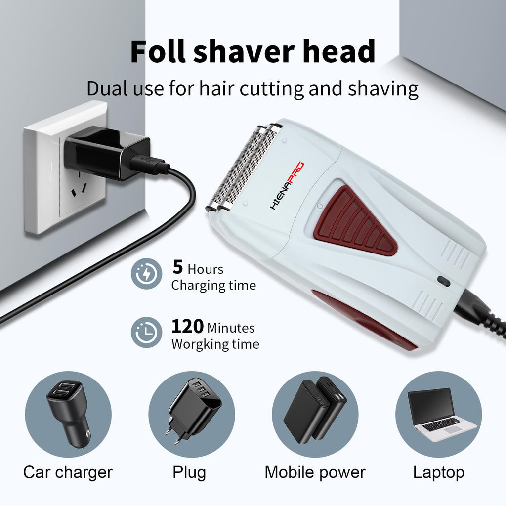 HIENA PRO Professional Reciprocating Electric Shaver for Men, Rechargeable Beard Trimmer and Bald Precision Trimmer, Cordless Men's Facial Grooming Tool, Gifts for Men.