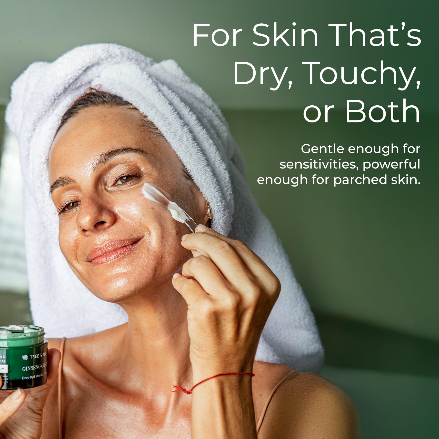 Tree To Tub Hydrating Face Moisturizer for Dry & Sensitive Skin - Water Based Hyaluronic Acid Facial Moisturizer, Moisturizing Face Cream for Women & Men w/Organic Aloe, Green Tea, Natural Ginseng